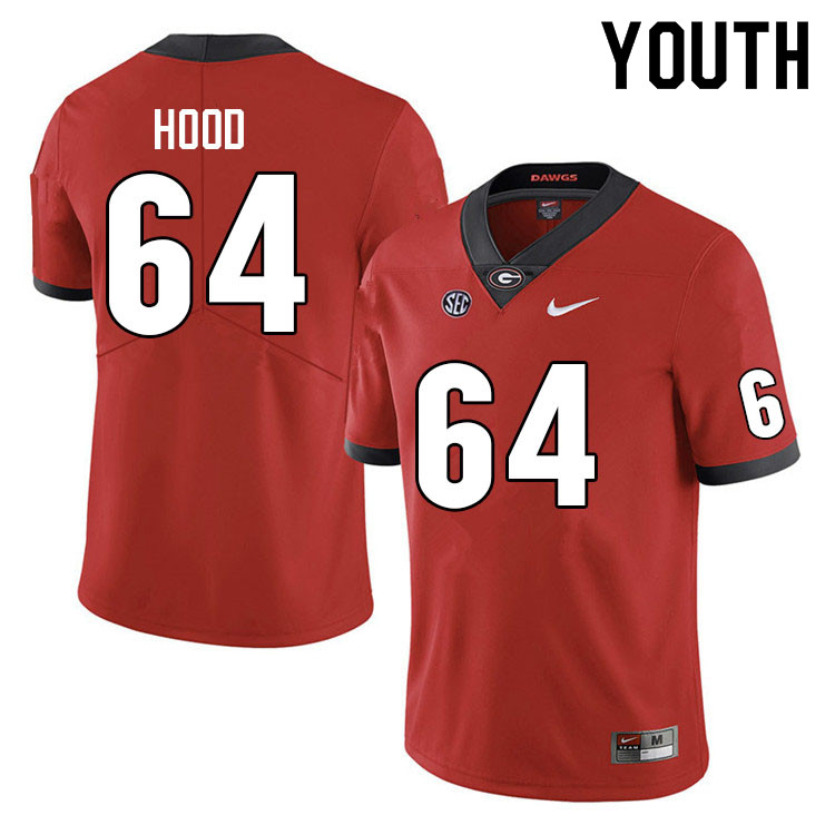Youth #64 Jacob Hood Georgia Bulldogs College Football Jerseys Sale-Red Anniversary